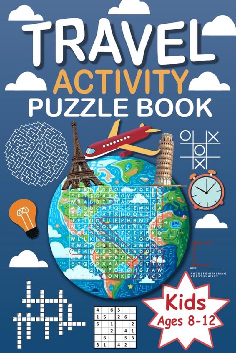 SnelShoppen - Travel Activity Puzzle Book Voor Kinderen 8-12 Jaar: Breinspelletjes, Woordzoekers, Labyrinten, Kruiswoordraadsels, Sudoku, Tekenen, Zoe