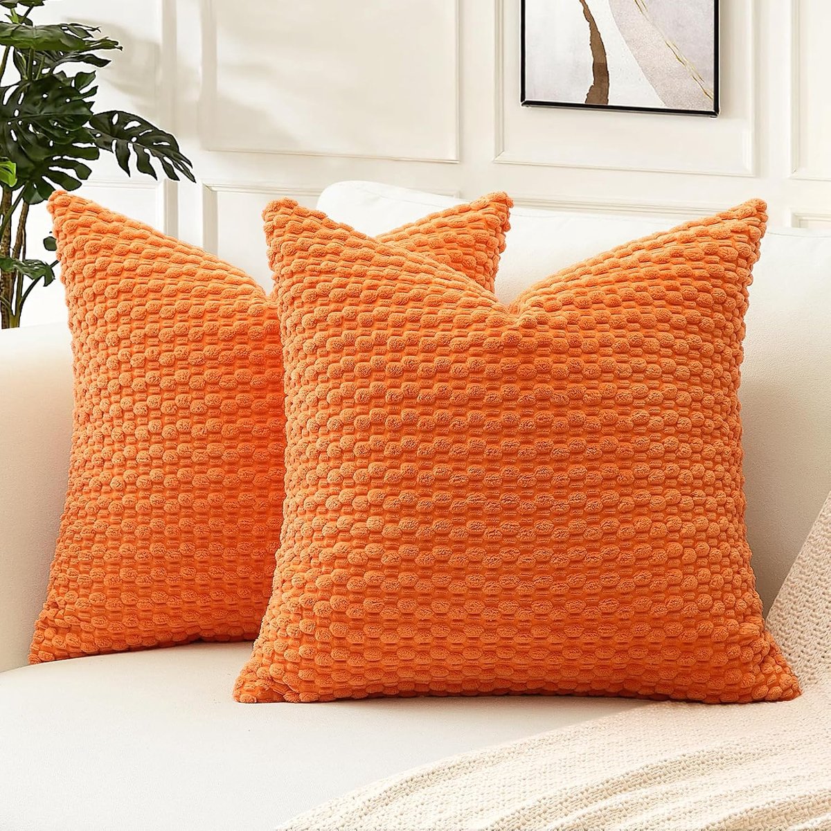 Decoratieve kussenhoes 45x45 cm - zachte velours stof - oranje - perfect voor woonkamer of slaapkamer - ShopVlot