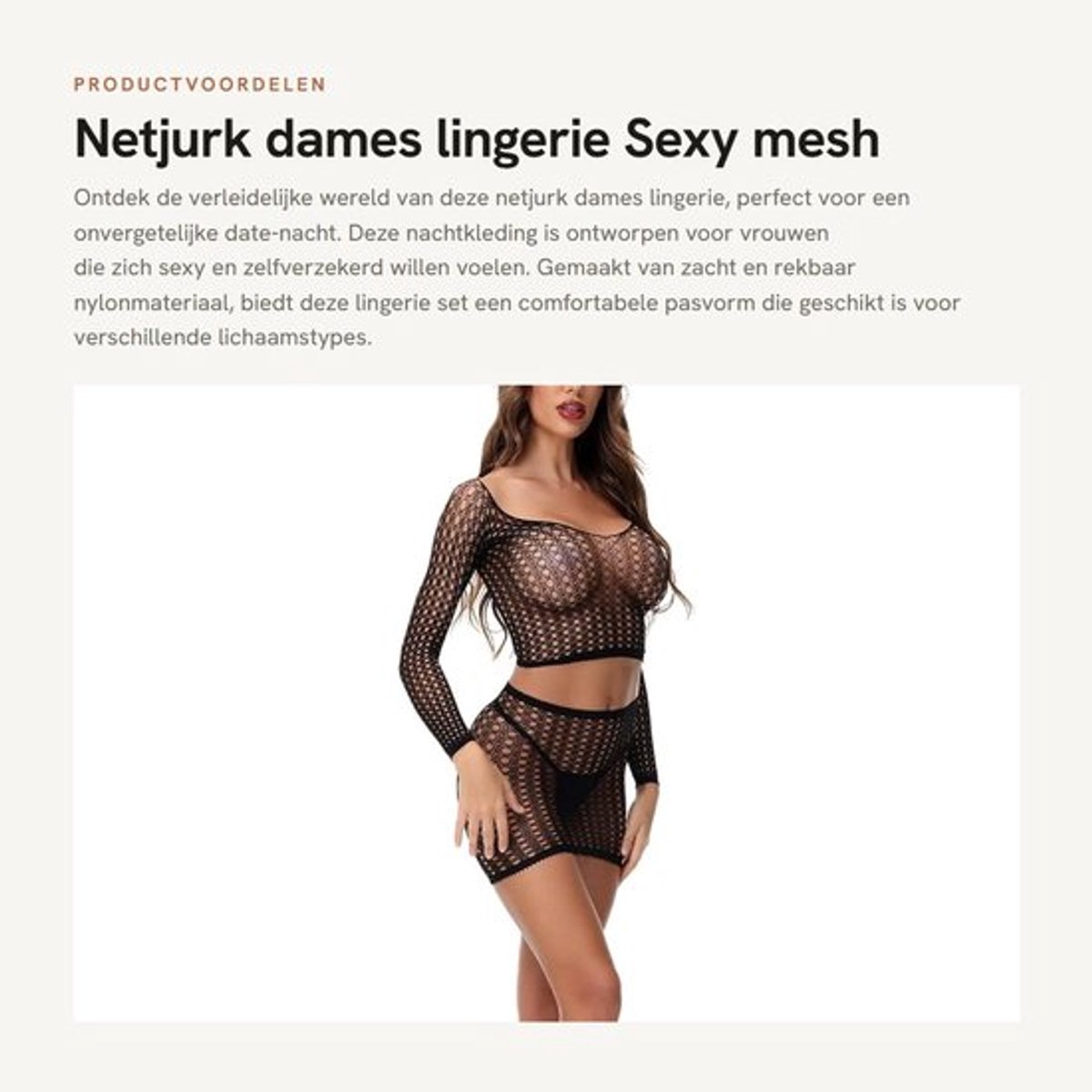 Lingerie Set Sexy - Nachtkleding Dames - Netjurk Ondergoed - Rekbaar Nylon - Eén Maat - Modieuze Stijl