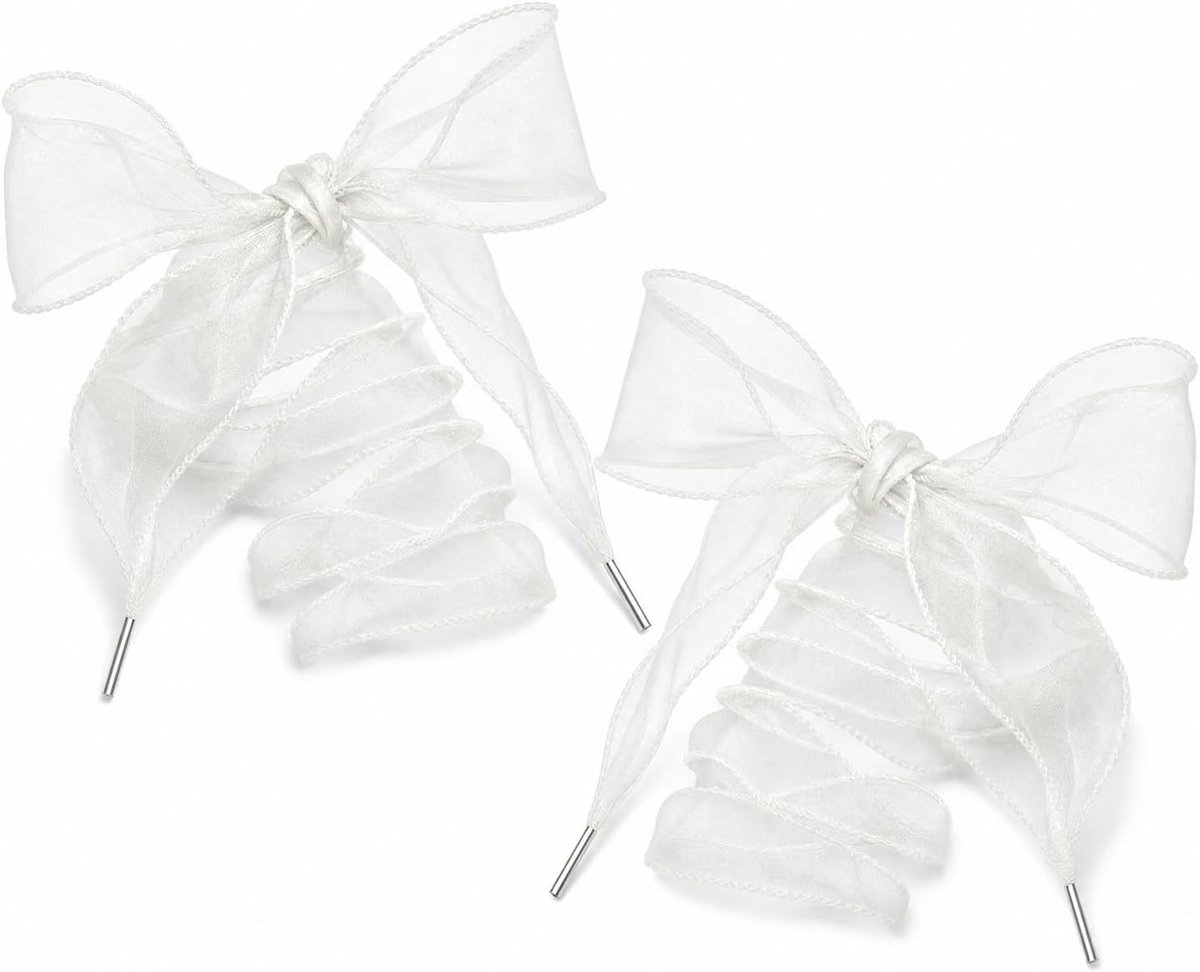 Organza veters 4cm breed - platte chiffon linten - wit - perfect voor sneakers - ShopVlot