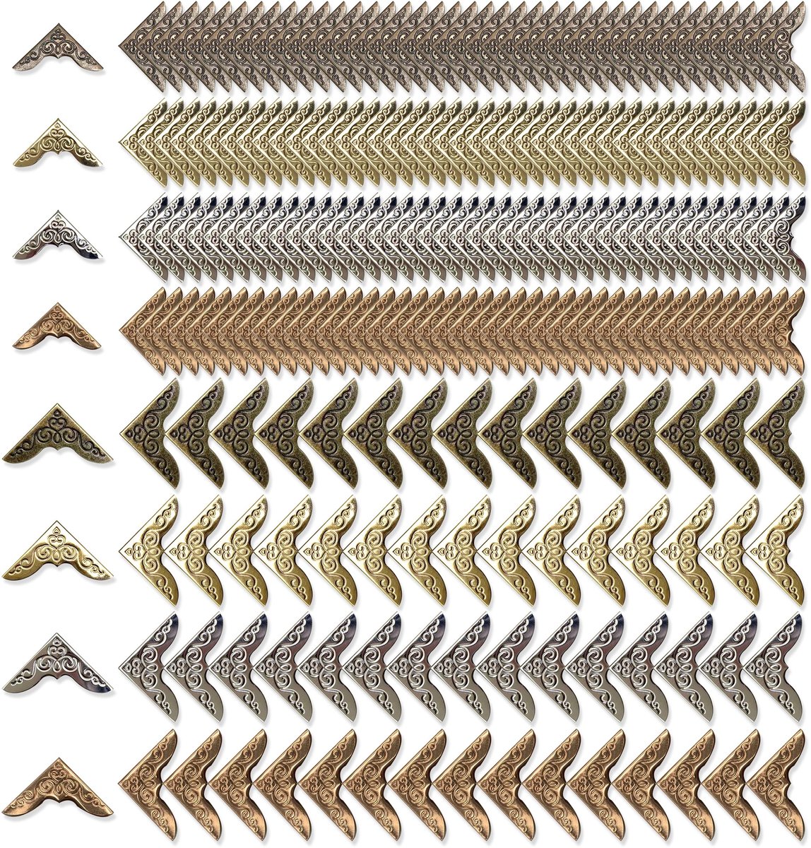 Solidchoice - Set van 220 Vintage Metalen Hoekbeschermers voor Boeken