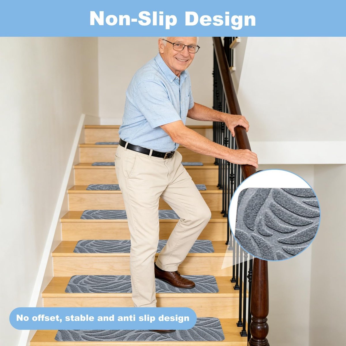 Solidchoice - Set van 15 Antislip Trapmatten voor Houten Treden