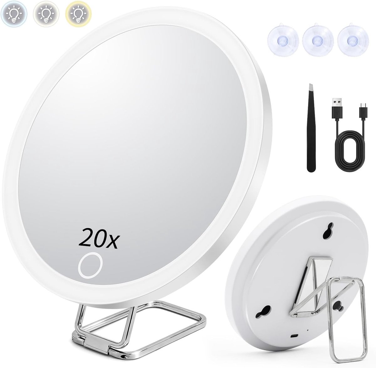 Vergrootspiegel met Verlichting - Rond - 22 cm - LED Verlichting - Voor Thuisgebruik