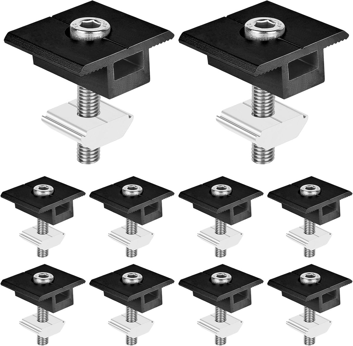 Solar panel montageset 30 mm - zwart aluminium - 10 stuks - betrouwbare bevestiging voor zonnepanelen - ShopVlot
