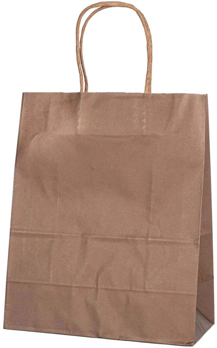 Papieren Draagtas - 60 Stuks -Bruin- 22x27x11cm - Papieren Tasjes - Kraft Tas - Tassen - Cadeau Tas - Hoogwaardig Kraft Papier - Eco-vriendelijk - Ideaal voor Geschenken - Lasentopack