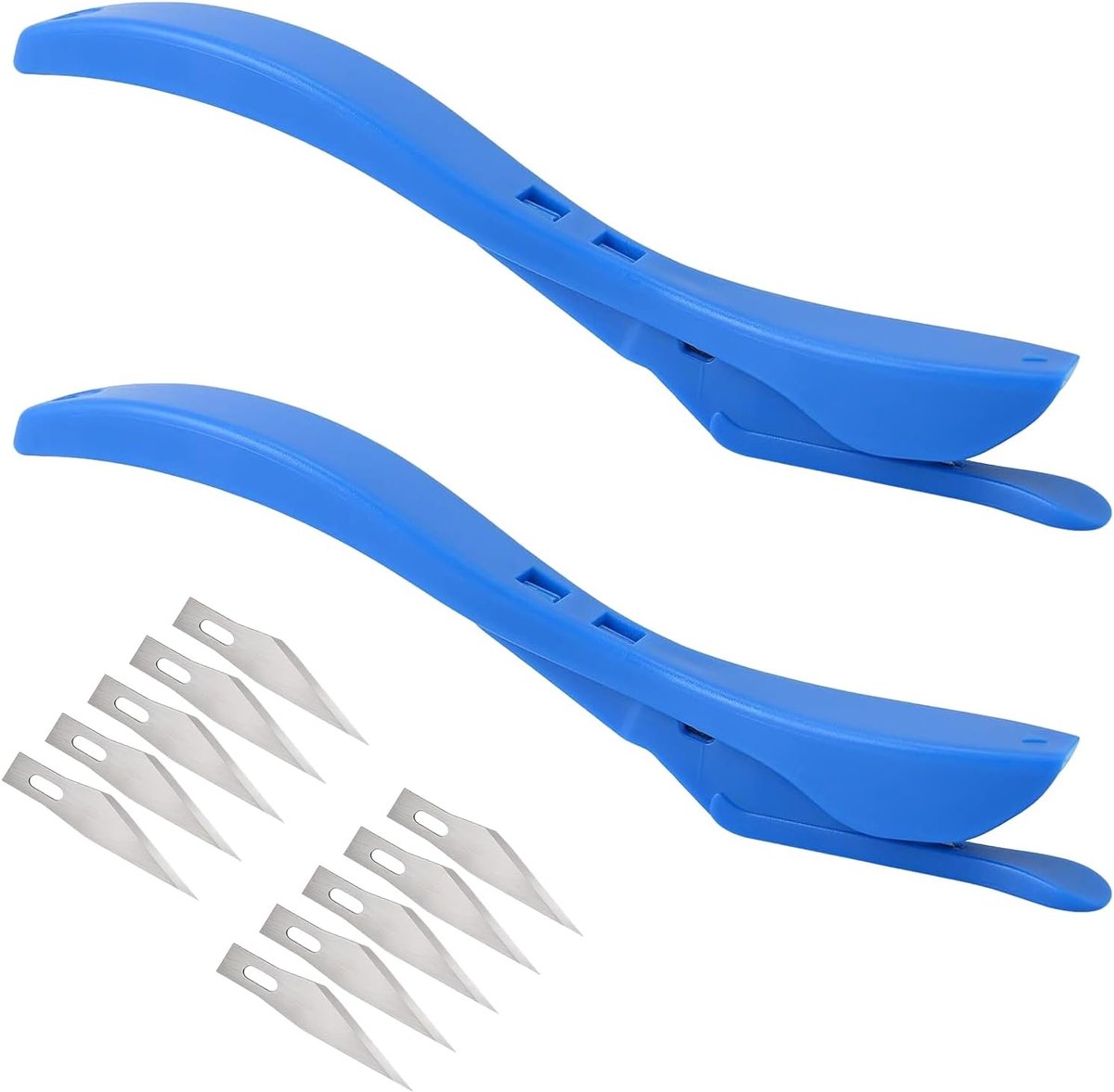Cadeaupapiersnijder met 10 reservemesjes - blauw - veiligheidsmes - ideaal voor inpakken - ShopVlot