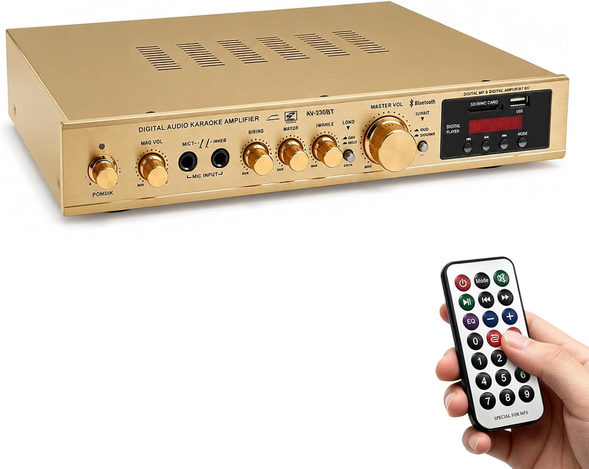 Stereo-audio-versterker 600W - hifi surround-geluid - 2 ingangen microfoon - ideaal voor thuisbioscoop - ShopVlot