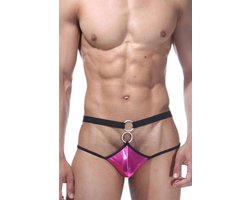 Heren String Fuchsia Synthetisch Leer Comfortabel Ondergoed Maat XS S M L XL