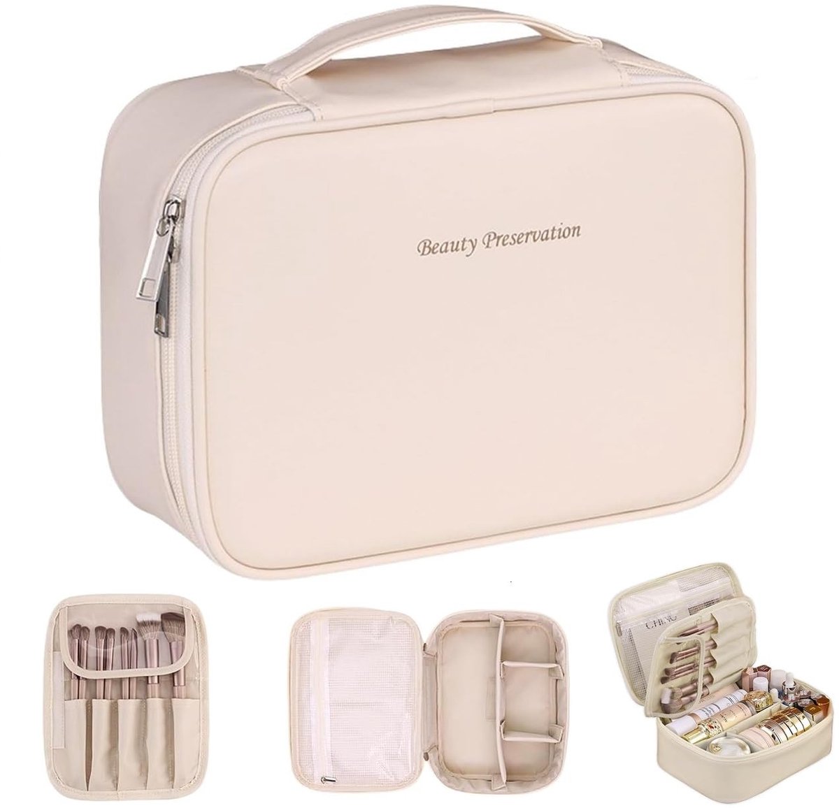 Solidchoice - Grote Cosmetica Tas voor Vrouwen met Makeup Borstel Compartment