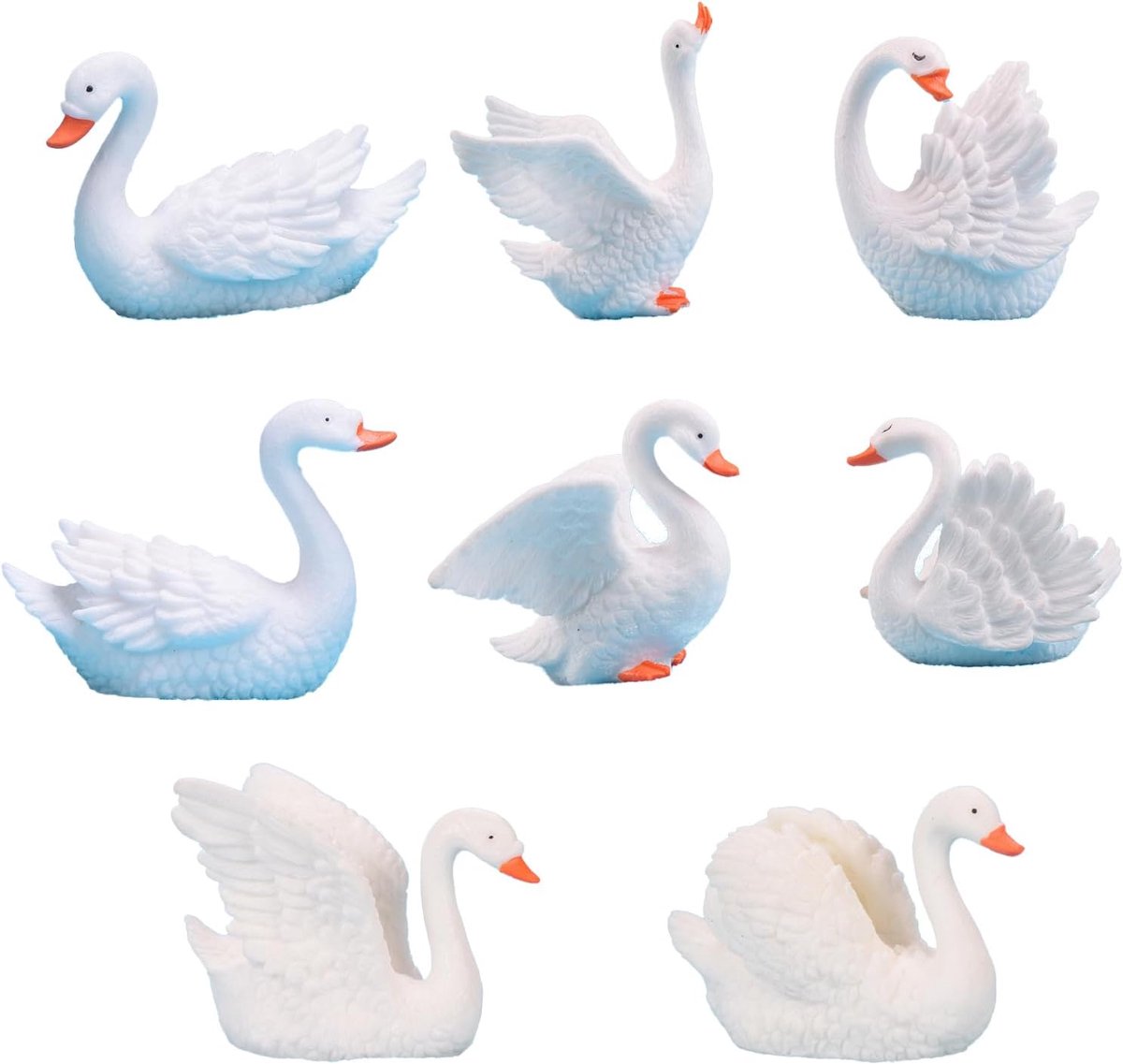 Miniatuur Zwanen Ornamenten 8 Stuks - Hars - Schattig Ontwerp - Perfect voor Taartdecoratie - ShopVlot