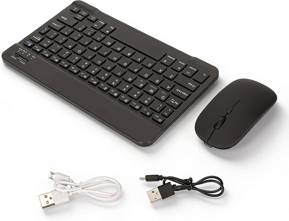 Draadloze Toetsenbord Muis Set 10 Inch - 2.4G en Bluetooth - Stil Typen - Ideaal voor Laptop en Tablet - ShopVlot