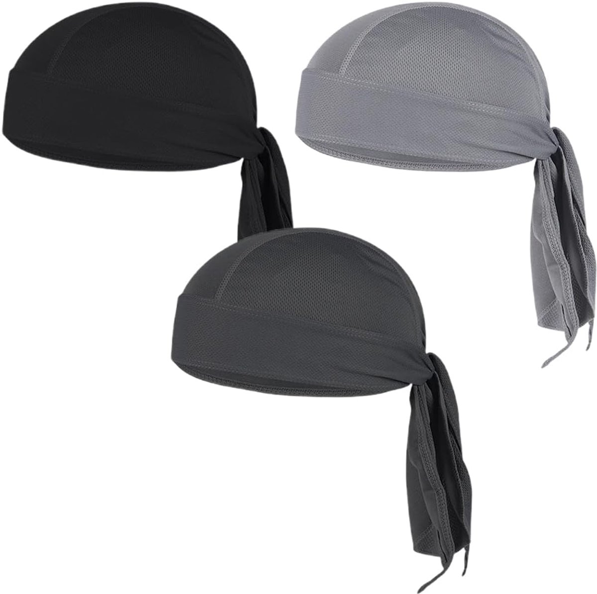 Durag hoofddeksel voor heren - ademend - zwart/grijs/donkergrijs - ideaal voor fietsen - ShopVlot