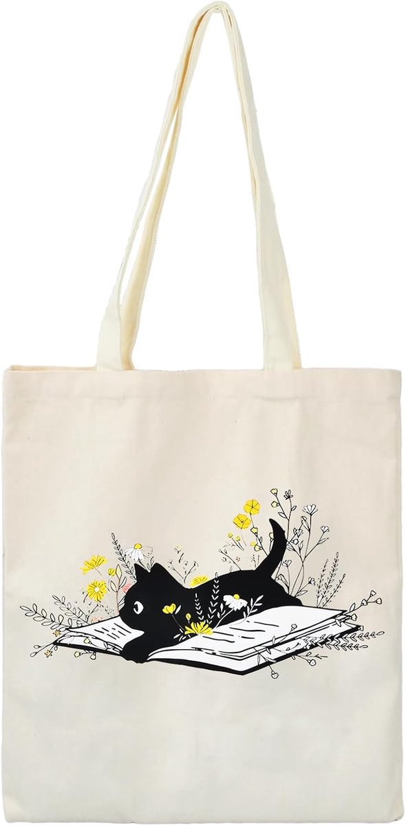 Canvas shopping bag voor katten - katoenen linnen tas - herbruikbaar - ideaal voor dagelijkse boodschappen - ShopVlot