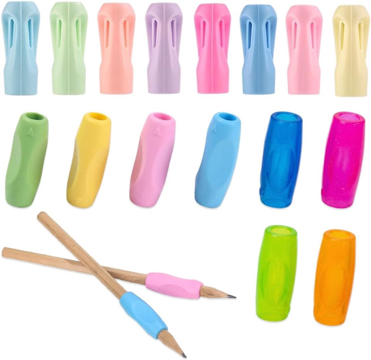 Pentadapter voor kinderen - 16 stuks - ergonomisch siliconen - comfortabel schrijven - ShopVlot