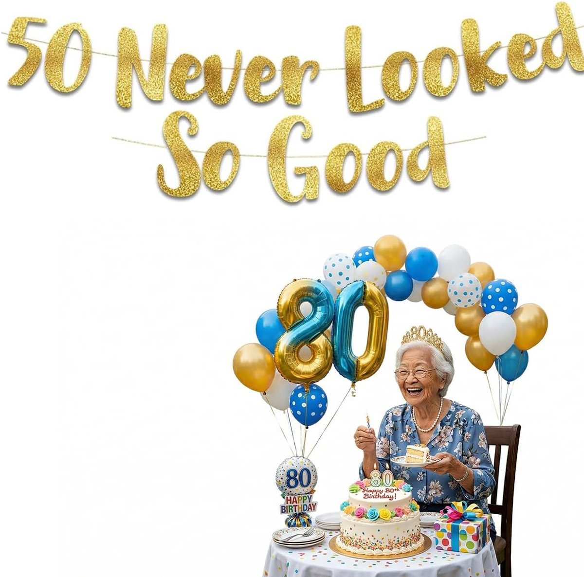 banner 50e verjaardag - premium vlaggetjesslinger - glanzend oppervlak - onvergetelijke decoratie - ShopVlot