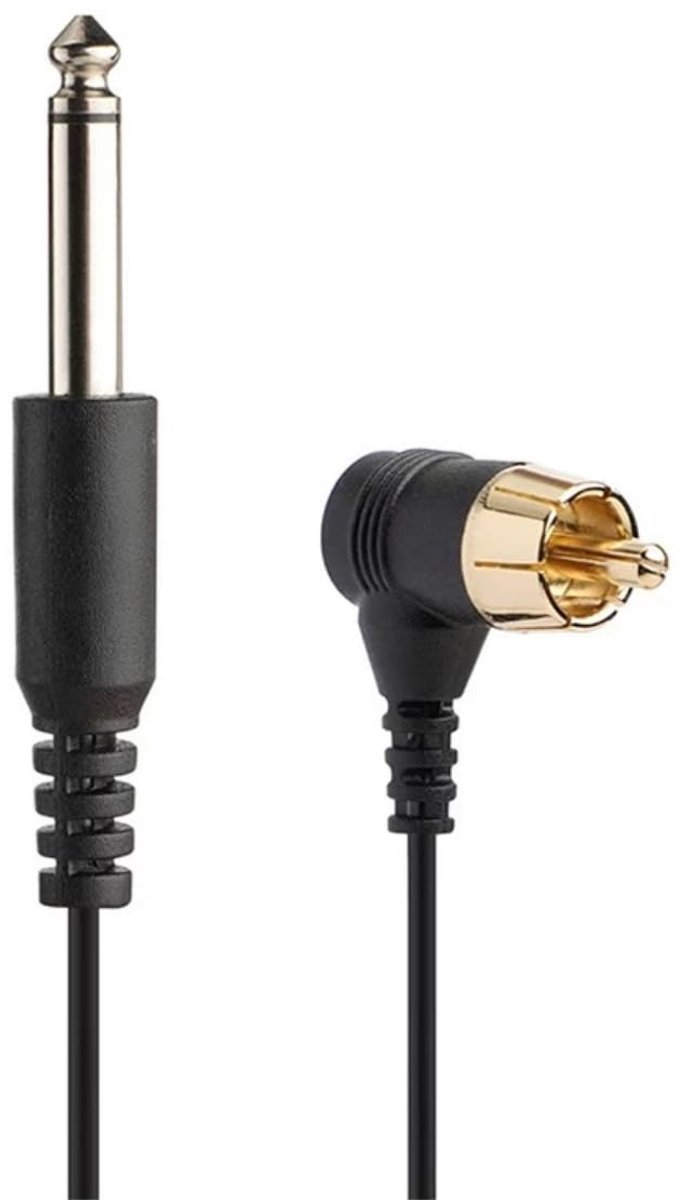 Tattoo power cable 180cm - 6.35mm naar vergulde rechte RCA male connectors - voor rotatiemachines - ShopVlot