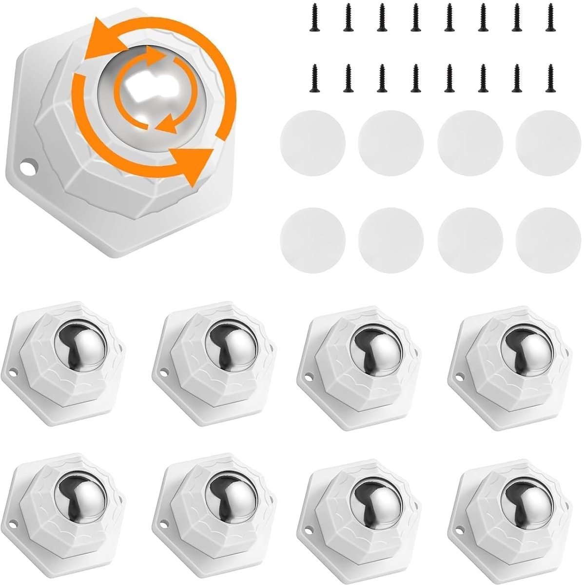 Meubelwielen 8 Stuks Zelfklevend 360° - ABS Behuizing - Tot 150 kg Belastbaar - Voor Licht Meubilair - ShopVlot