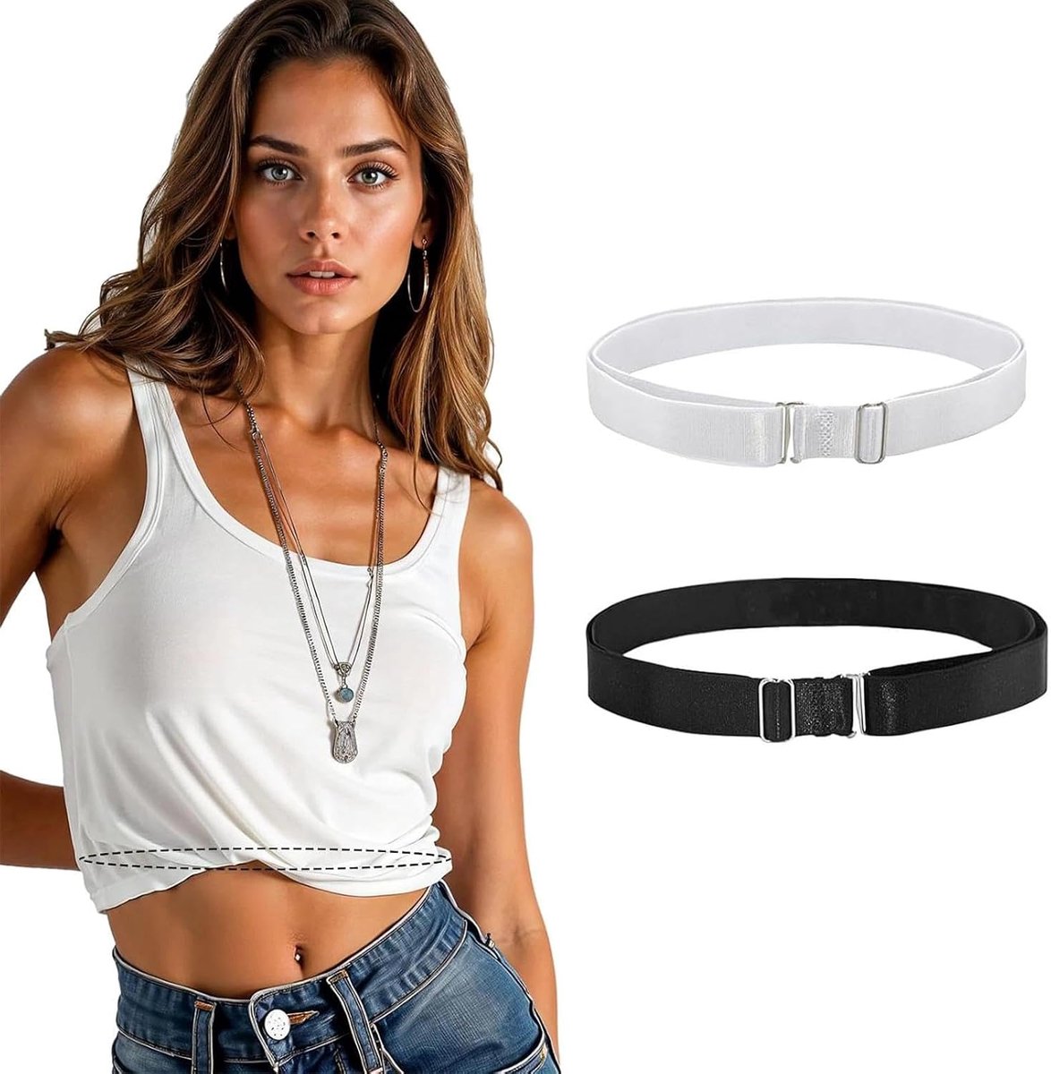 Shirt tucky-riem dames - elastische plooiband - verstelbaar - ideaal voor yoga en fitness - ShopVlot