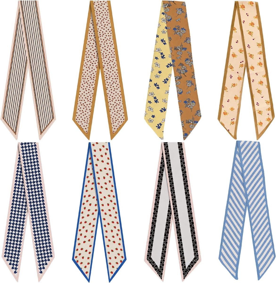 Haarstrik 8-delig - elegante hoofddoek - zachte lichtgewicht stof - perfect voor haaraccessoires - ShopVlot