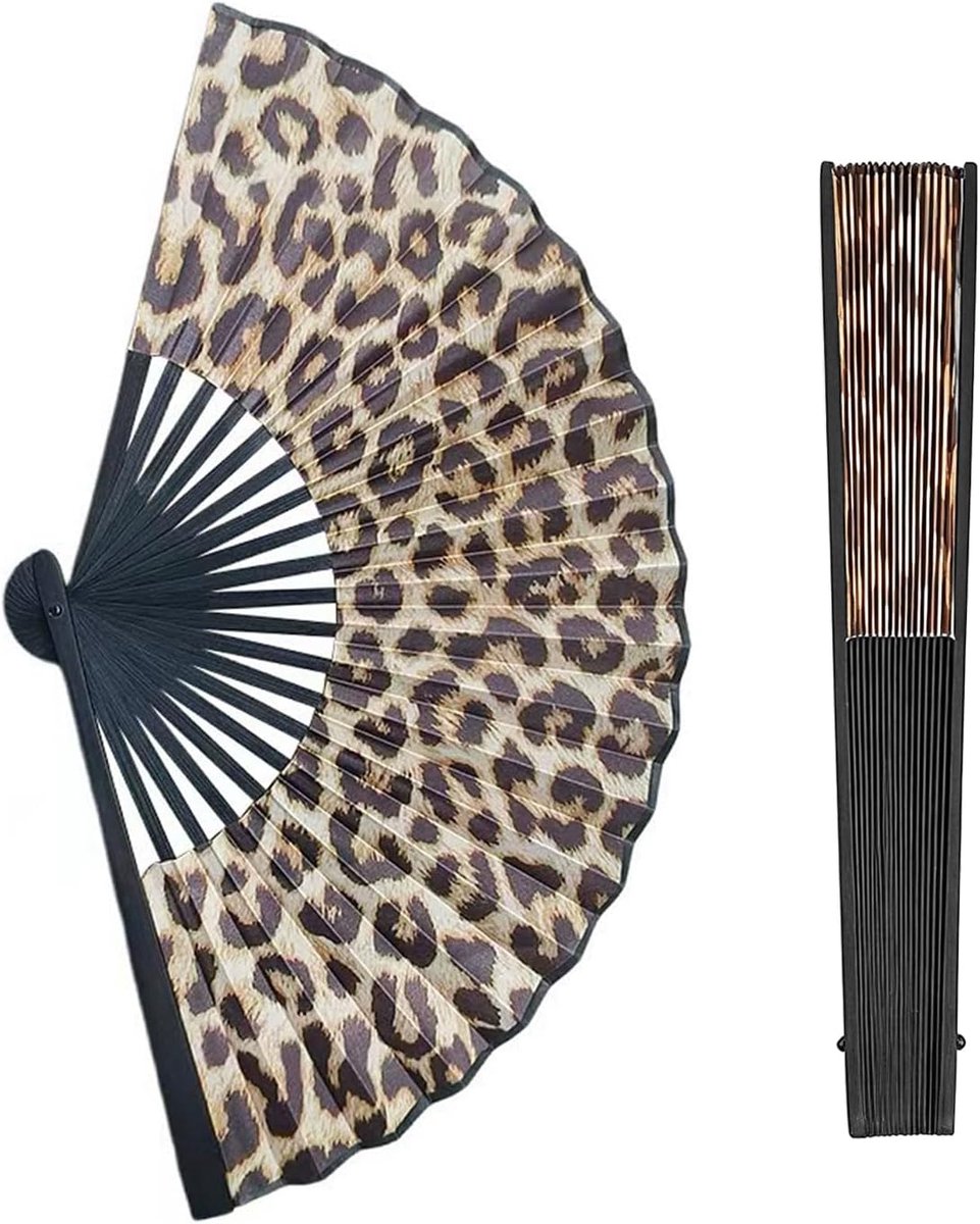 Vouwbare handfan - leopardprint - opvouwbaar - ideaal voor raves en zomerfeesten - ShopVlot