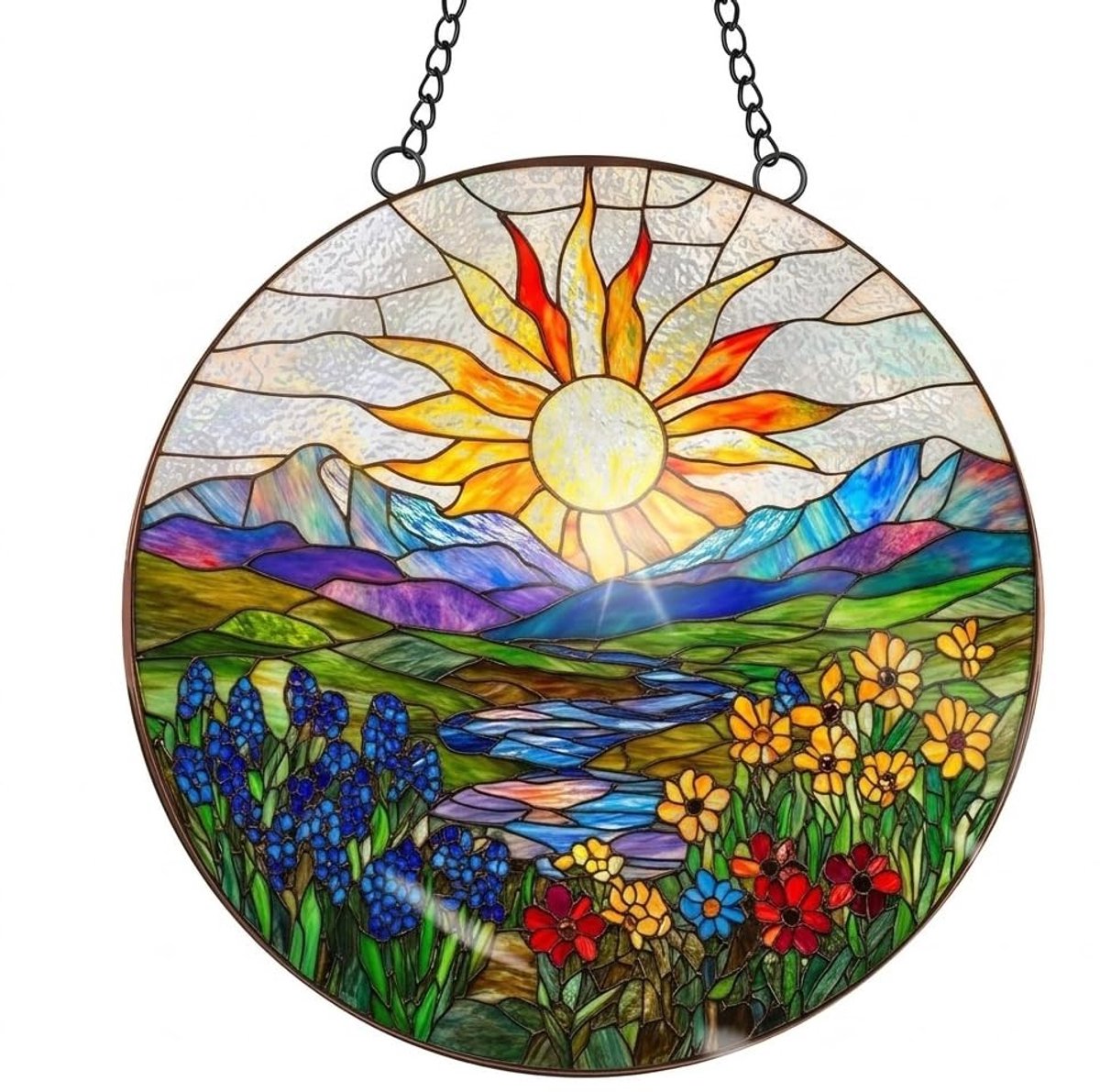 Solidchoice - Hangende Zonnevanger Raamdecoratie met Gekleurd Glaseffect