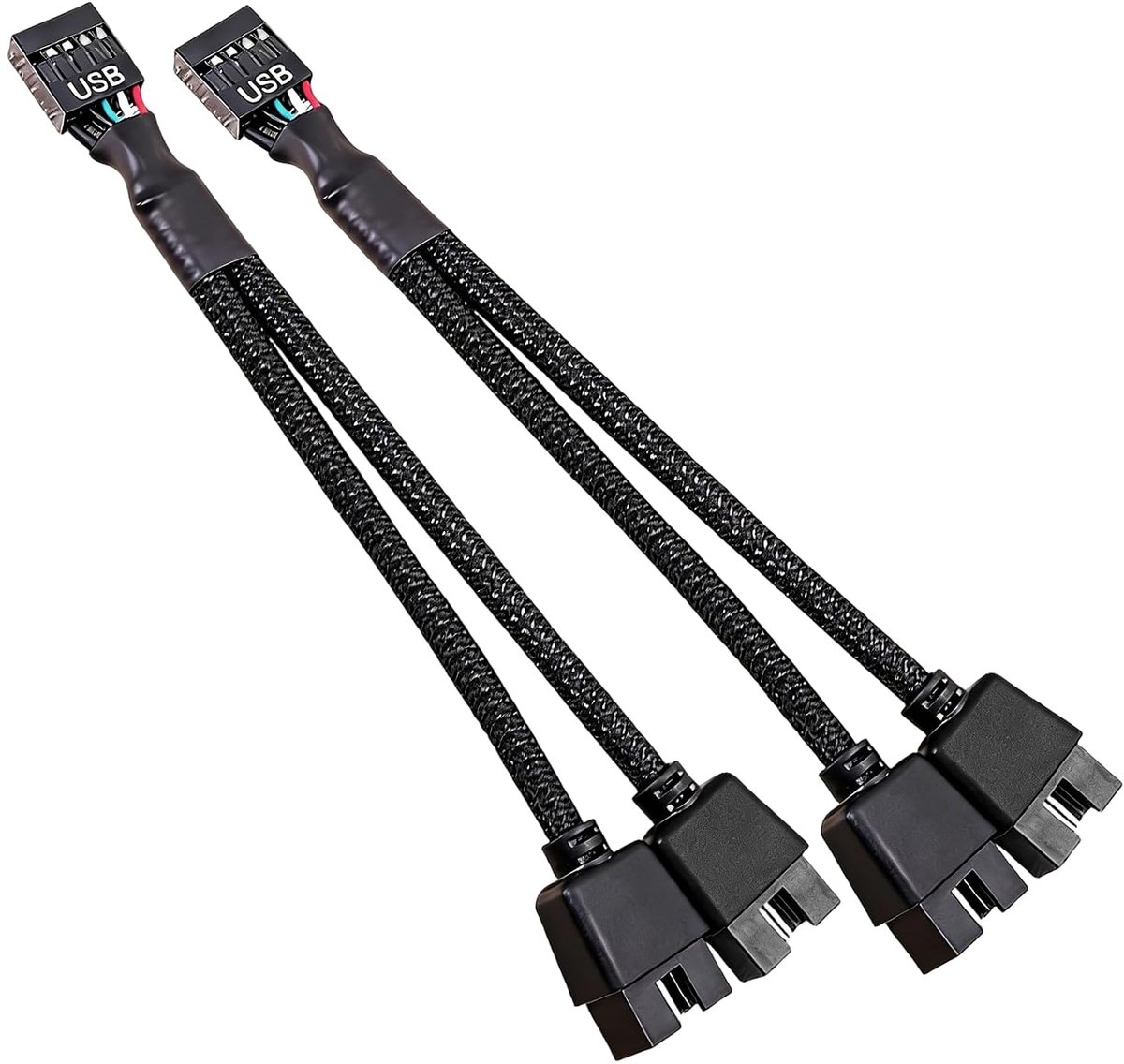 USB 2.0 naar 9 Pin Splitter Adapter - 2 stuks - Duurzaam nylon - Geschikt voor moederbord - ShopVlot