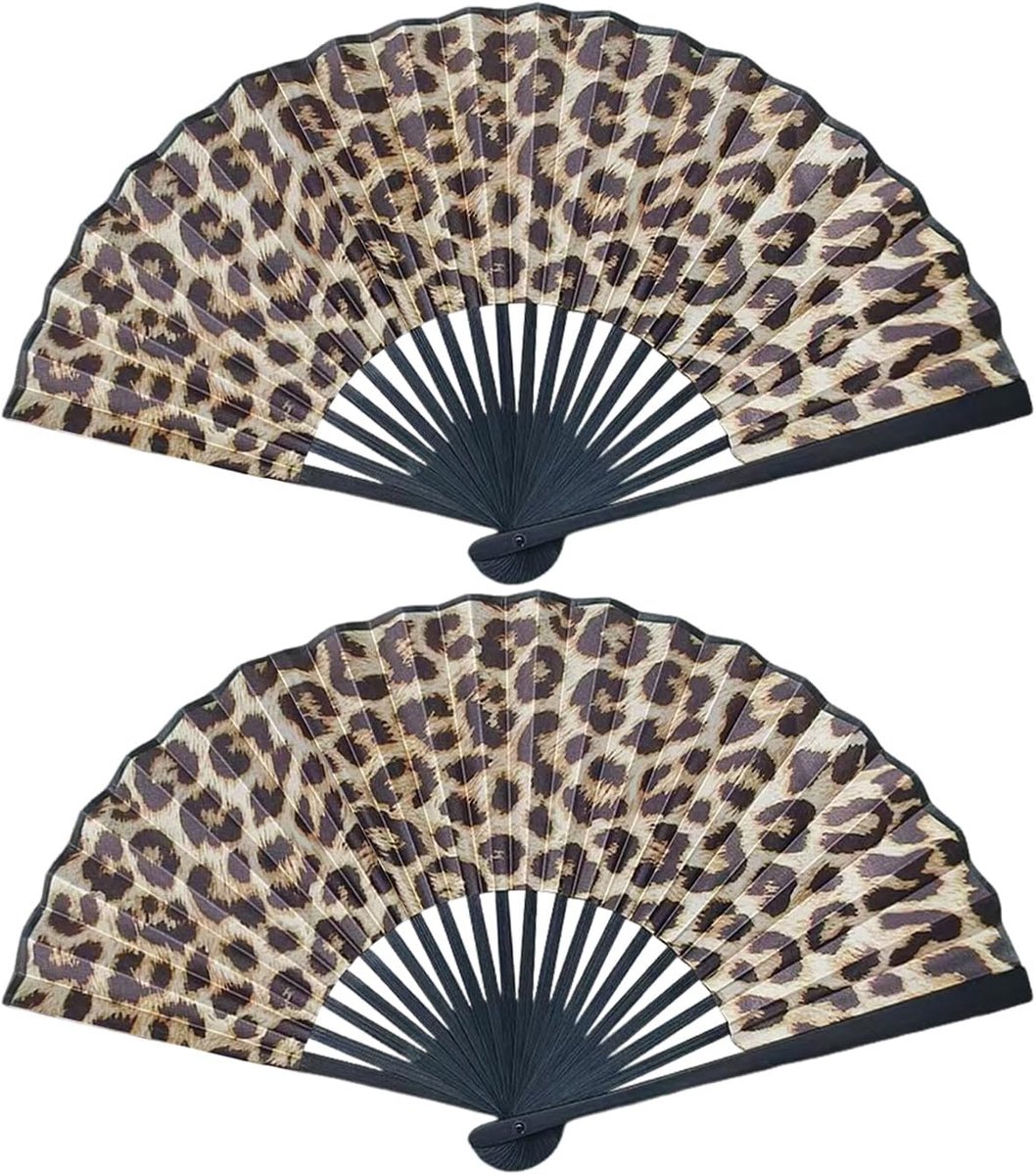 Vouwen Fans 23Cm - Leopardprint - Lichte Kunststof - Ideaal Voor Zomerkoeling - ShopVlot