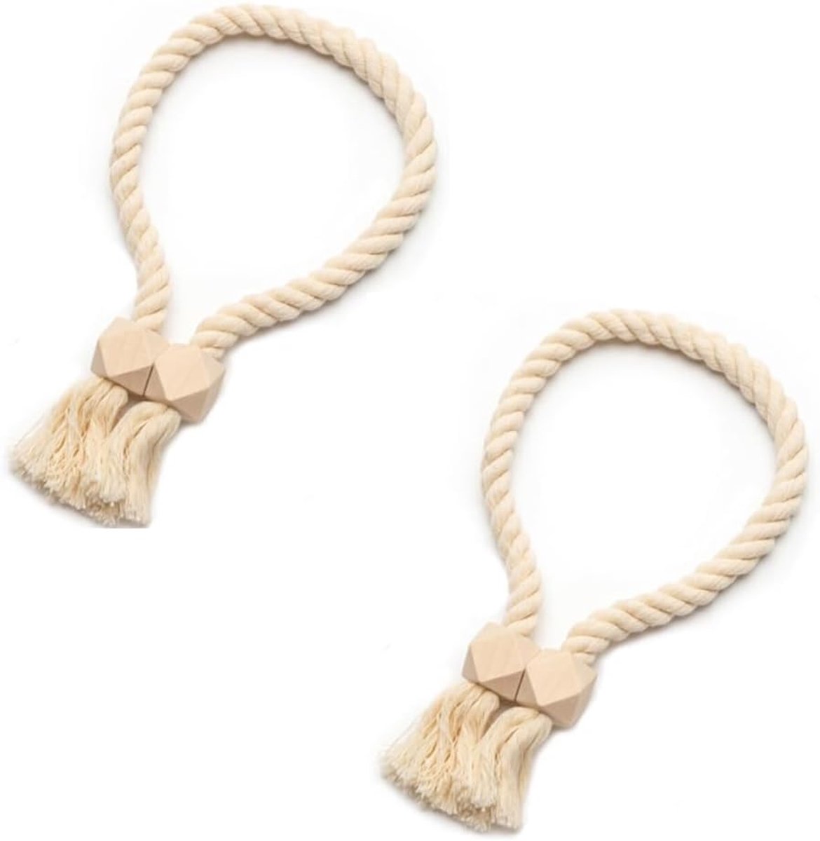 Magnetische gordijnhouders 2 stuks - achthoekig beige - sterke grip - zonder boren - ShopVlot