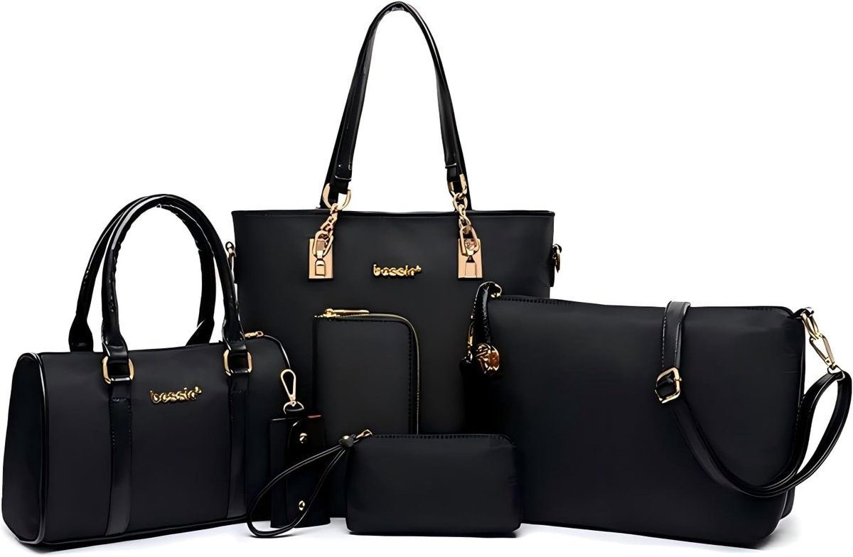 Damesmode 6-delige tas set - PU leer - Handtas, tote bag, schoudertas, portemonnee, kaarthouder - ShopVlot