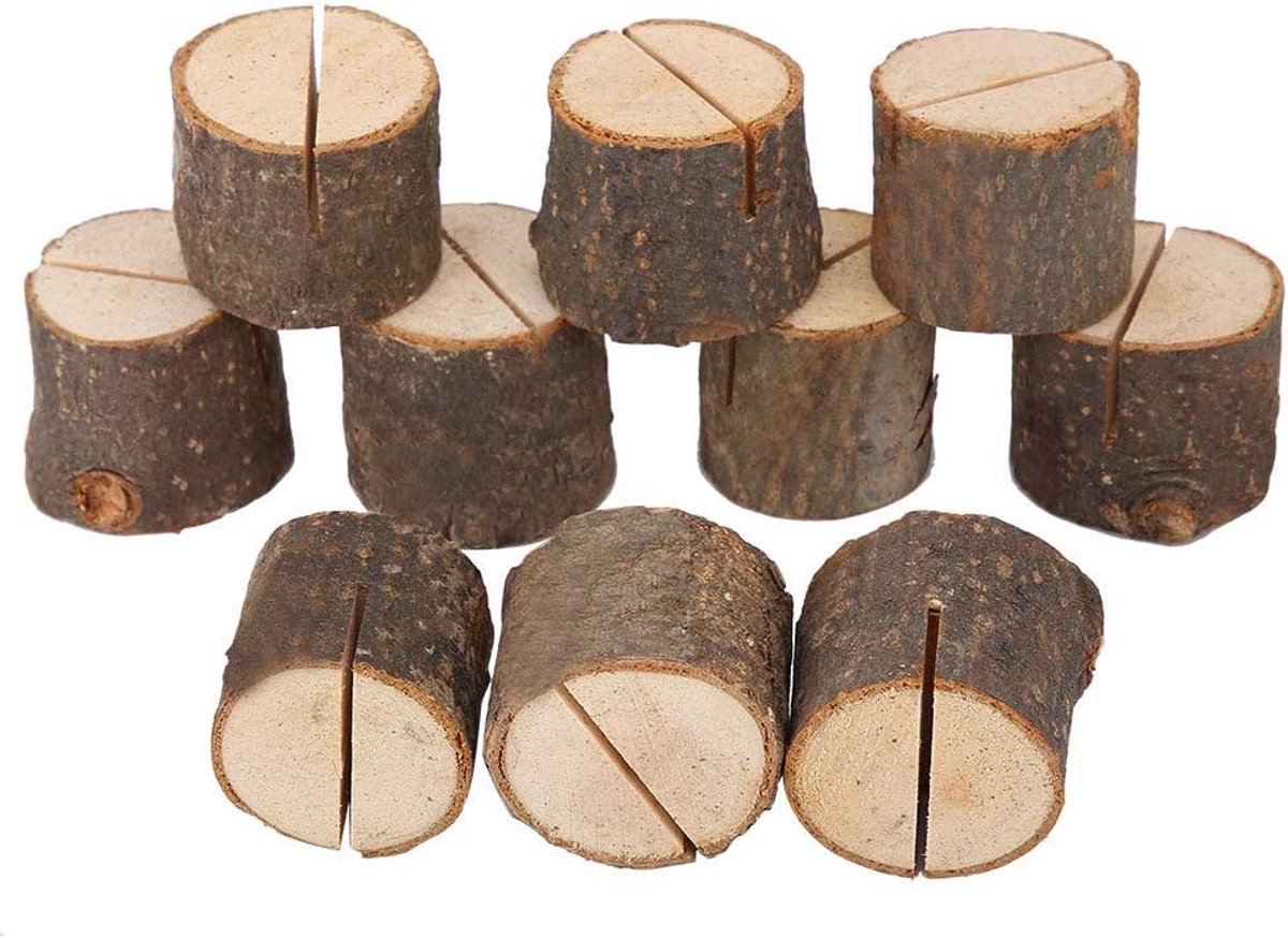 Kaart Houder Tissting - 10 Stuks Houten Standaards - Schattig en Rustiek - Voor Tafel Decoratie - ShopVlot