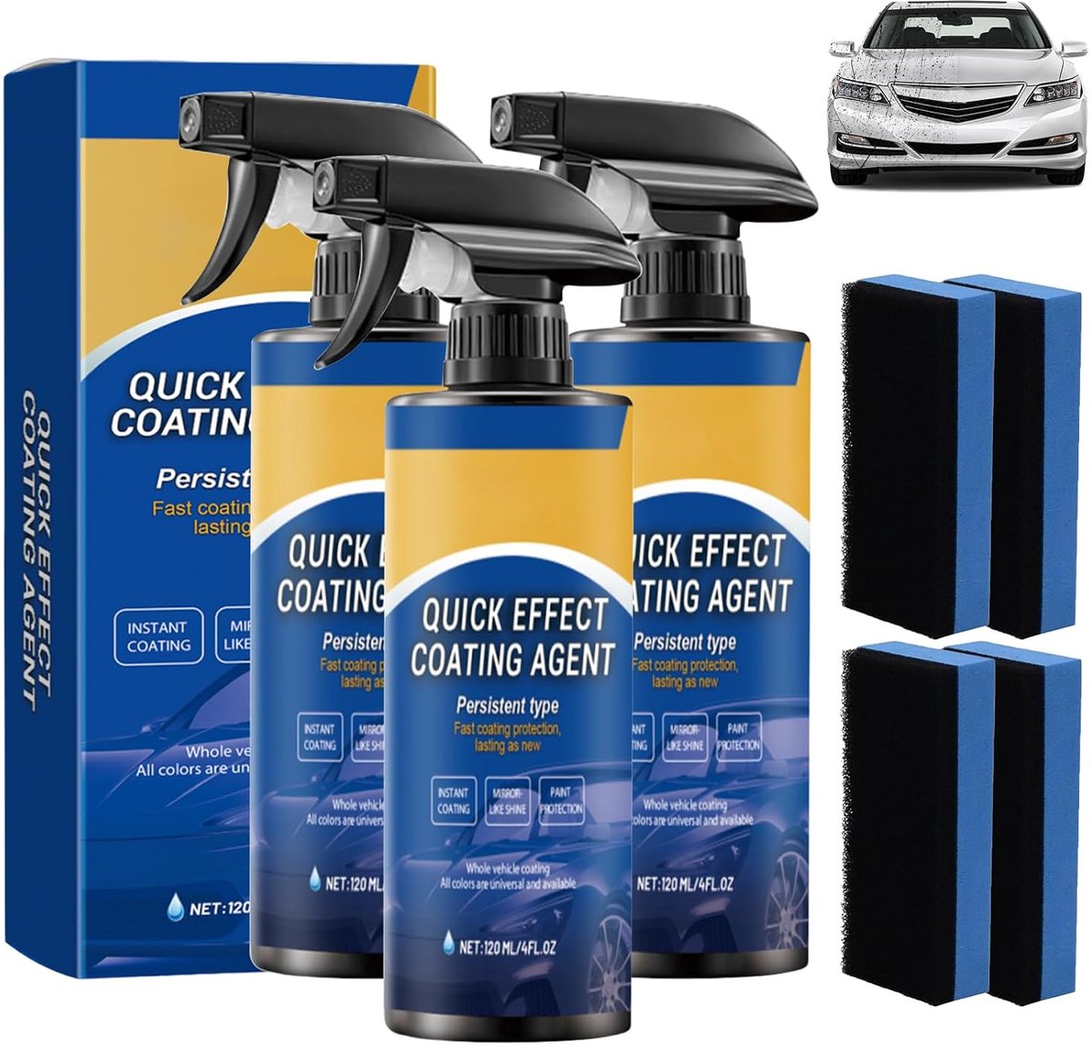 Auto Coating Spray 3 Stuks - 3-in-1 Nanocoating - Bescherming en Glans - Verwijder Krassen en Vuil - ShopVlot