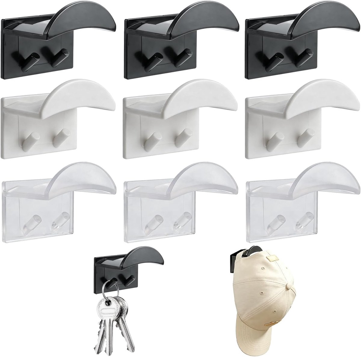 Hoedenhouder 9 Stuks - Zelfklevend - Geen Boren Nodig - Voor Hoeden en Accessoires - ShopVlot