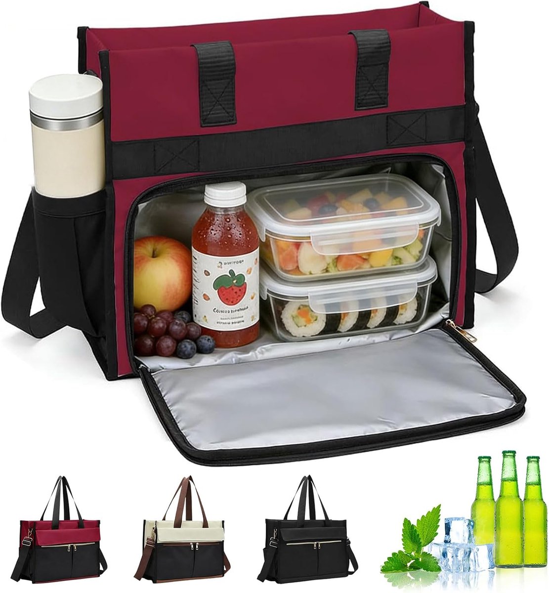 Lunchtas voor vrouwen 2-in-1 - Insulated lunchcompartiment - Waterdicht - Ideaal voor kantoorgebruik - ShopVlot
