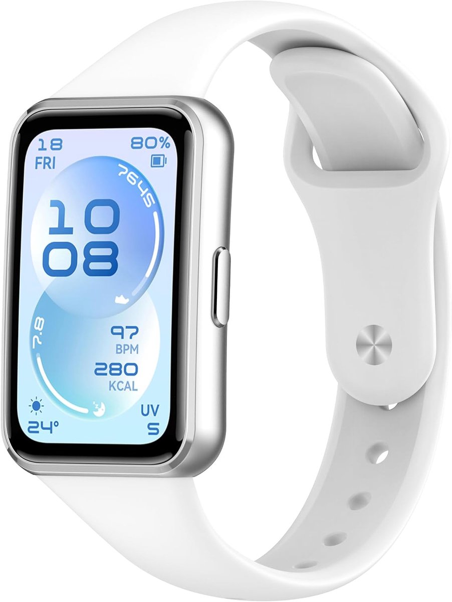 Siliconen band geschikt voor Huawei Band 11/11 Pro - vervangband - wit - sportief ontwerp - ShopVlot