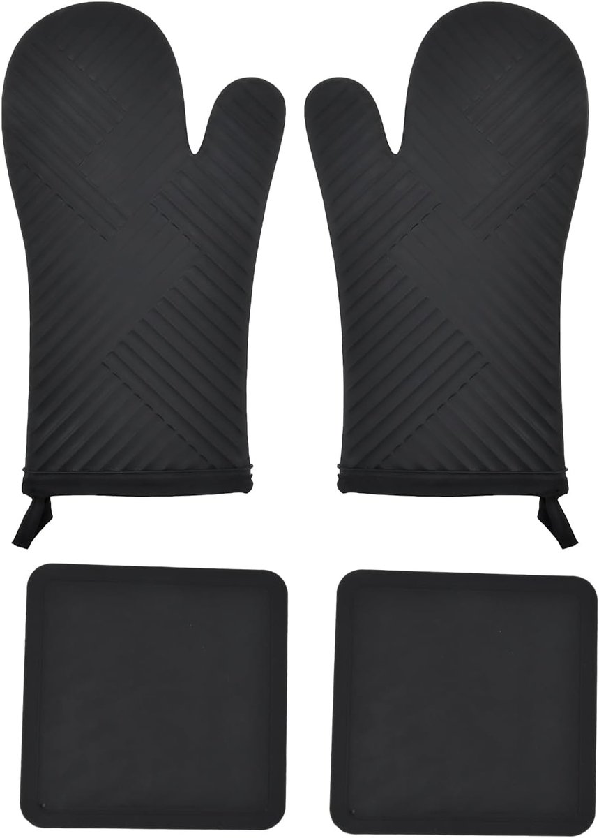 Ovenwanten set van 4 - hittebestendig silicone - met zachte binnenvoering - ideaal voor koken en bakken - ShopVlot