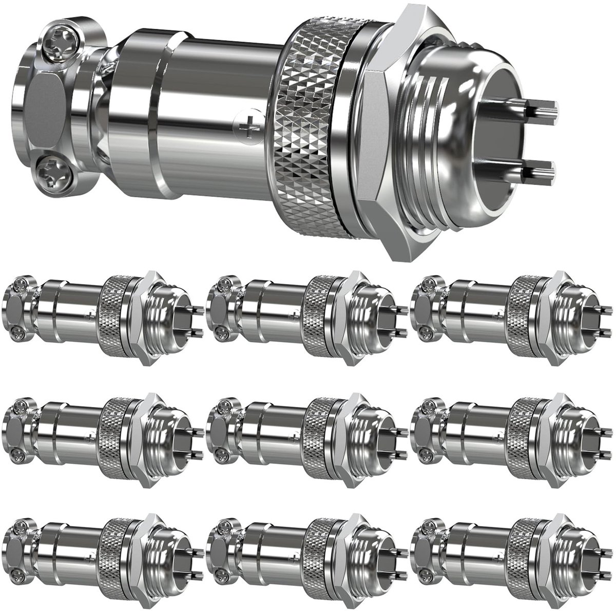 Solidchoice - GX16 2-Pins Panel Metalen Plug Adapter Set van 10