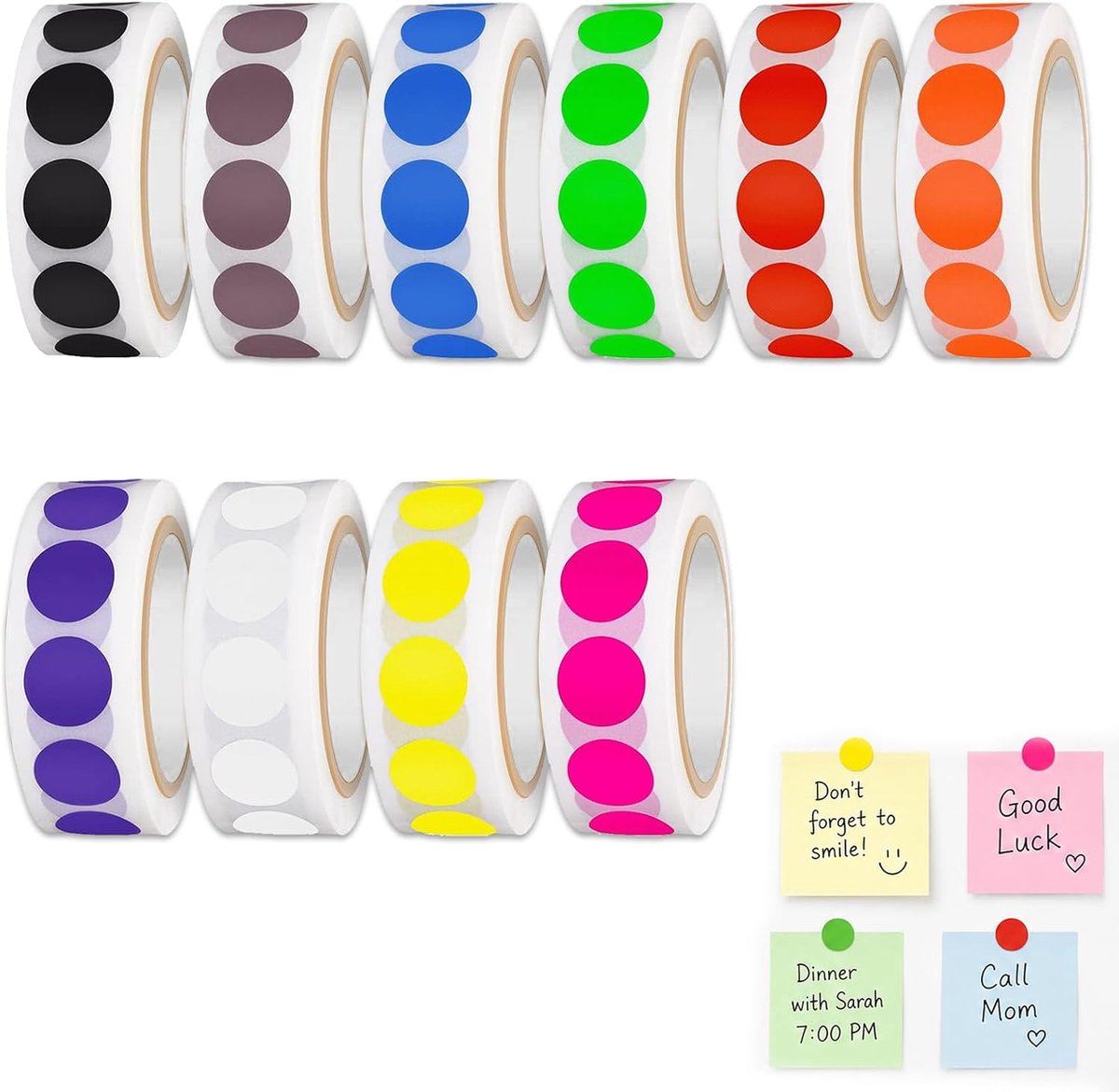 Ronde labels 13mm - zelfklevende stickers - 10 kleuren - ideaal voor organisatie en knutselen - ShopVlot