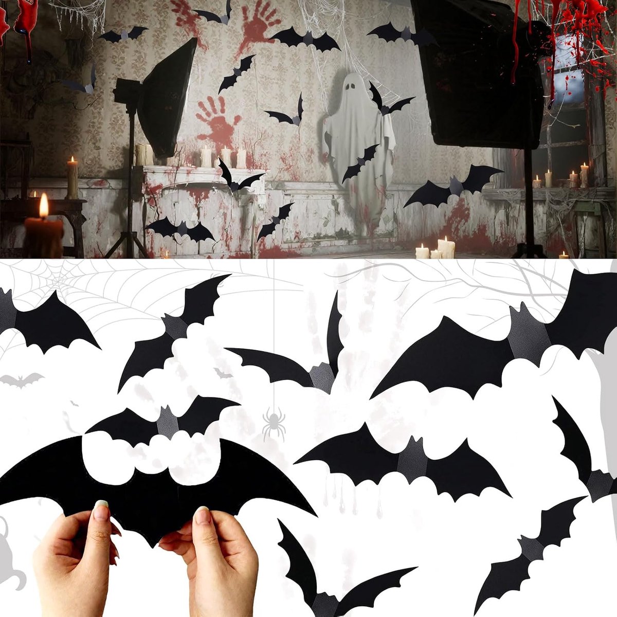 72 Pieces Halloween Decoration, Bat Wall Sticker, Outdoor, Bat 3D Decoration, Halloween Decoration Inside, 3D Bat - ShopVlot