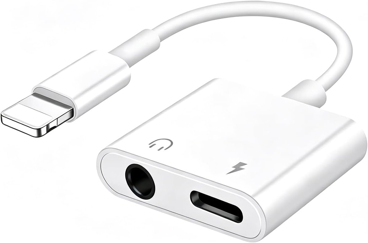 Adapter L 3,5 mm jack voor smartphone en tablet met oplader, kabel jack 3,5 stekker, adapter smartphone jack - ShopVlot