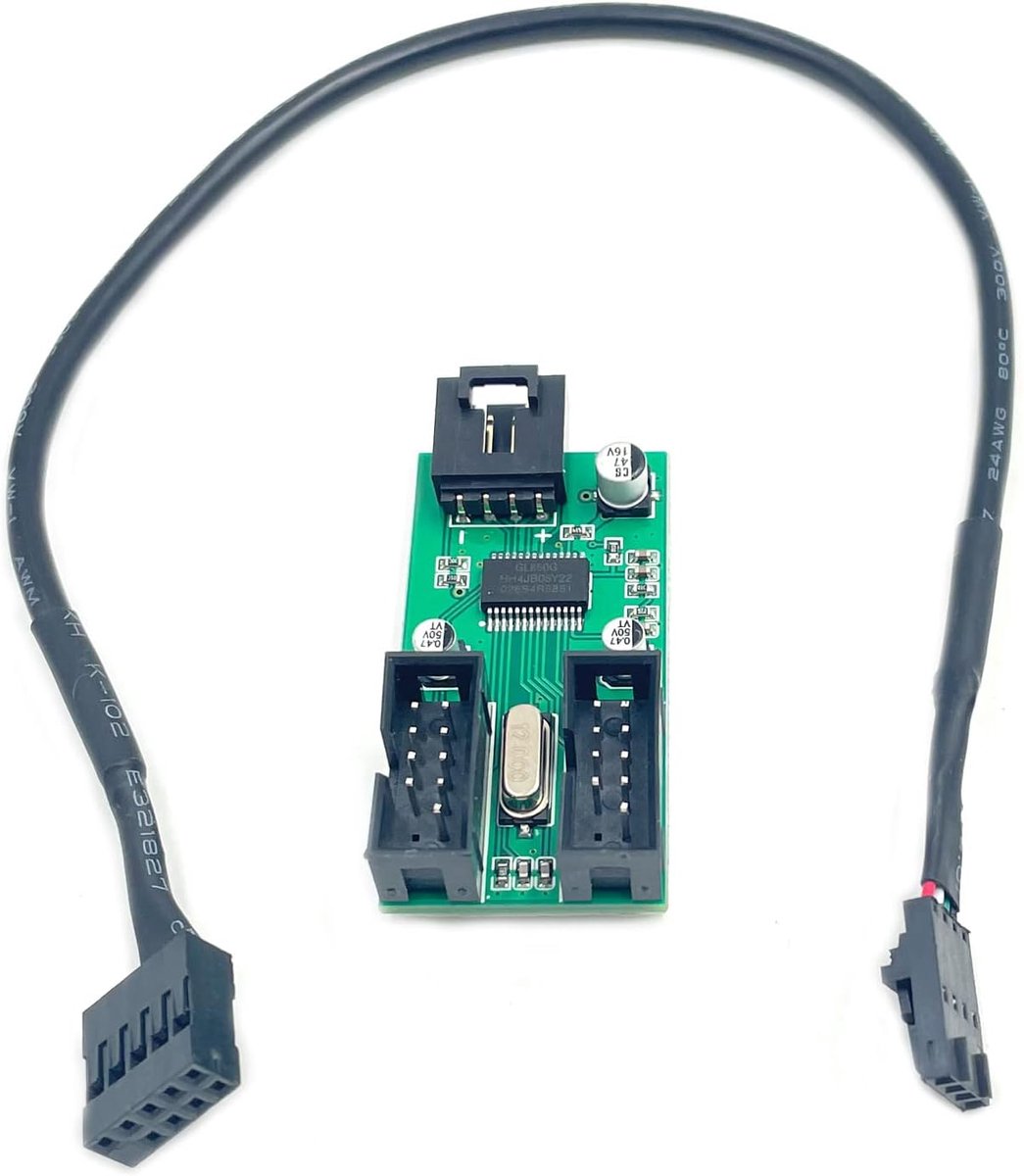 9pin USB Header Male 1 to 2 Female Extension Splitter Cable, Motherboard 9 Pin USB HUB USB 2.0 9 Pin Connector Adapter - ShopVlot