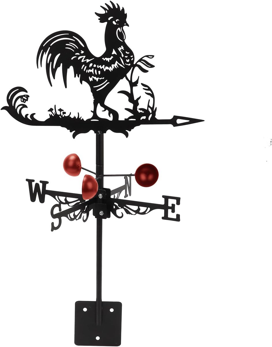 Weerfahn, Metal Wind Direction Indicator, Retro Weather Fahn, Hollow Wind Direction Display, Crane with Holder - ShopVlot