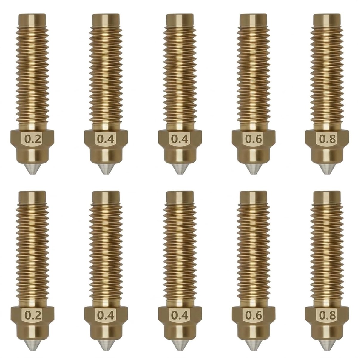 Set van 10 mondstukken, compatibel met Elegoo Centauri Carbon, gehard stalen mondstukken voor Elegoo 3D-printers, 2 x - ShopVlot
