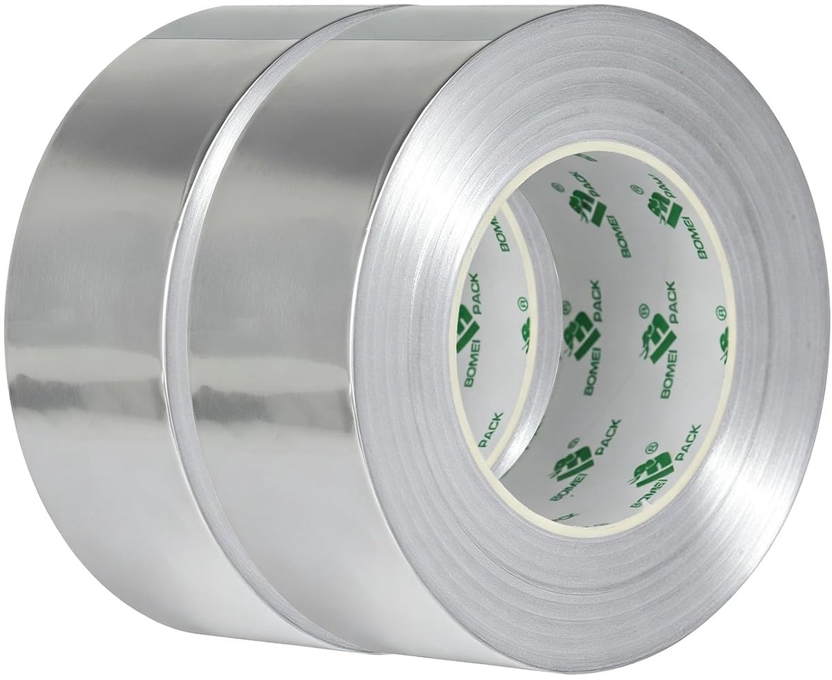 BOMEI PACK Aluminium plakband, 2 rollen, 70 μm x 50 mm x 40 m per rol, zelfklevende metalen afdichtingstape - ShopVlot