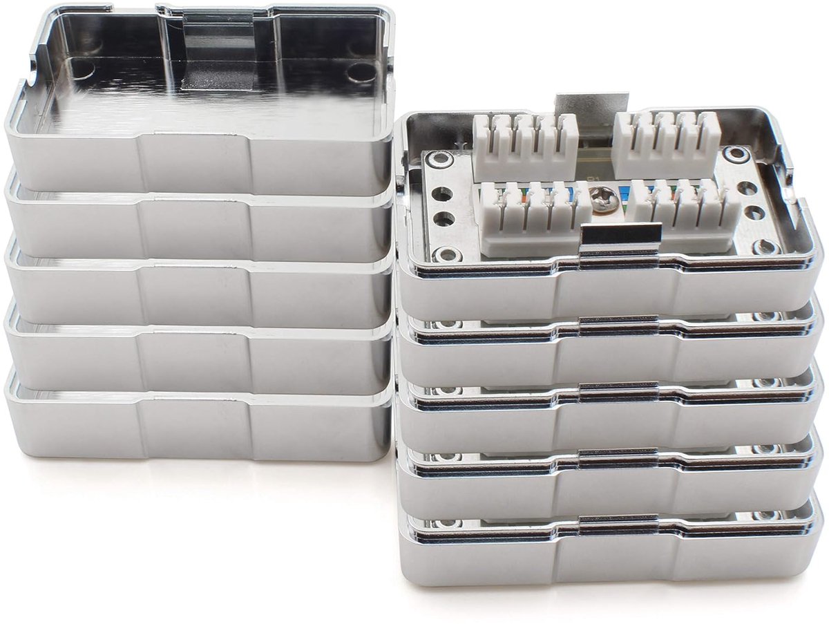 1aTTack.de Junction Box 361844 LSA+ Network junction box Extension LSA+ Mounting CAT.6 5 pieces Silver - ShopVlot