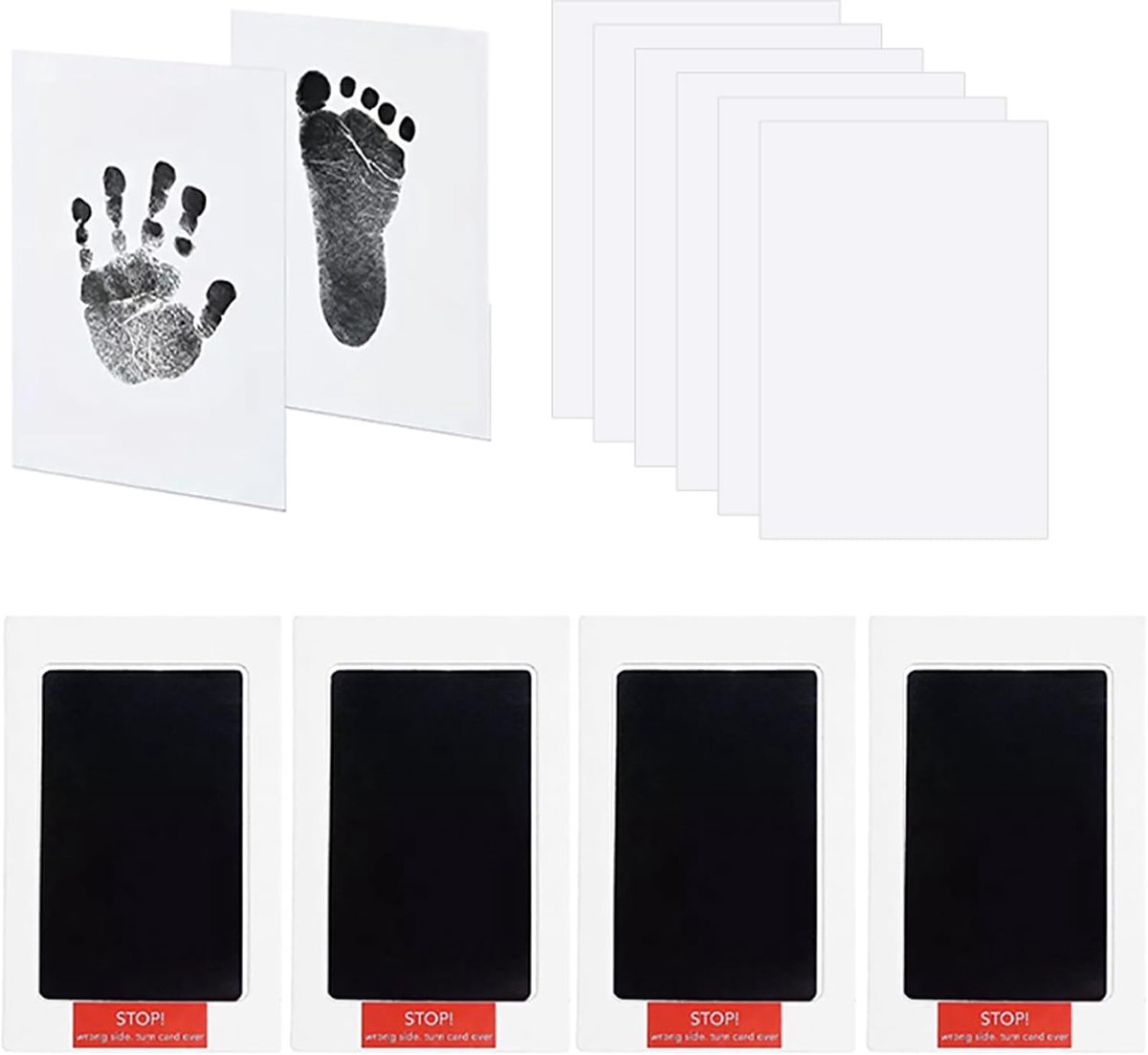 Genérico Voetafdrukset, 4-delig, voor pasgeborenen, niet giftig, vlekvrij, met 8 printkaarten, huisdiervoetafdrukset - ShopVlot