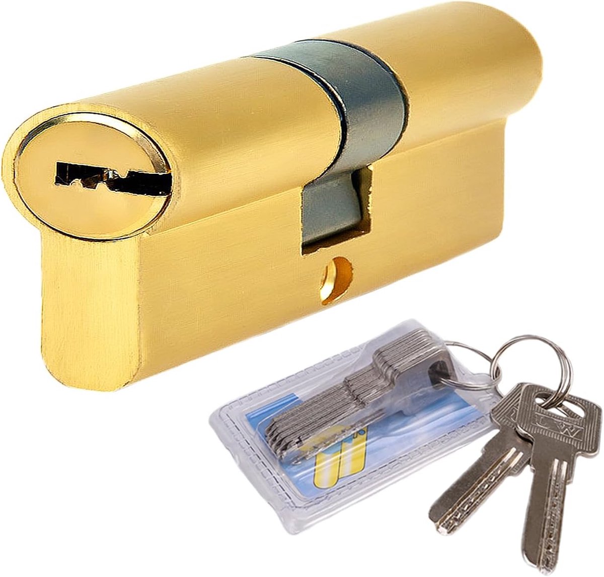 Brass Euro Cylinder, Lock Cylinder with 5 Master Keys + 2 Temporary Keys + 1 Protective Key, Copper Cylinder Lock - ShopVlot