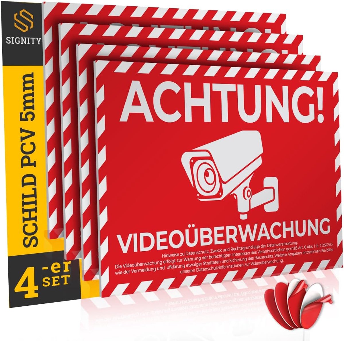 4-er Please note video surveillance board - 5 mm thick - 30 x 20 cm - ShopVlot