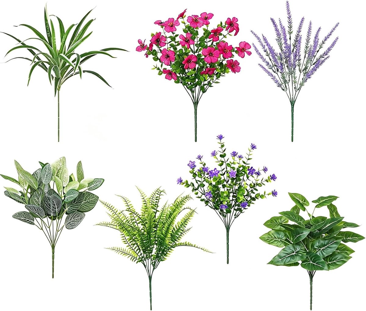Generisch 20 stuks kunstplanten, bloemen, kunstbalkonplanten, kunstplant, outdoor, weerbestendig, kunstbalkonplanten - ShopVlot