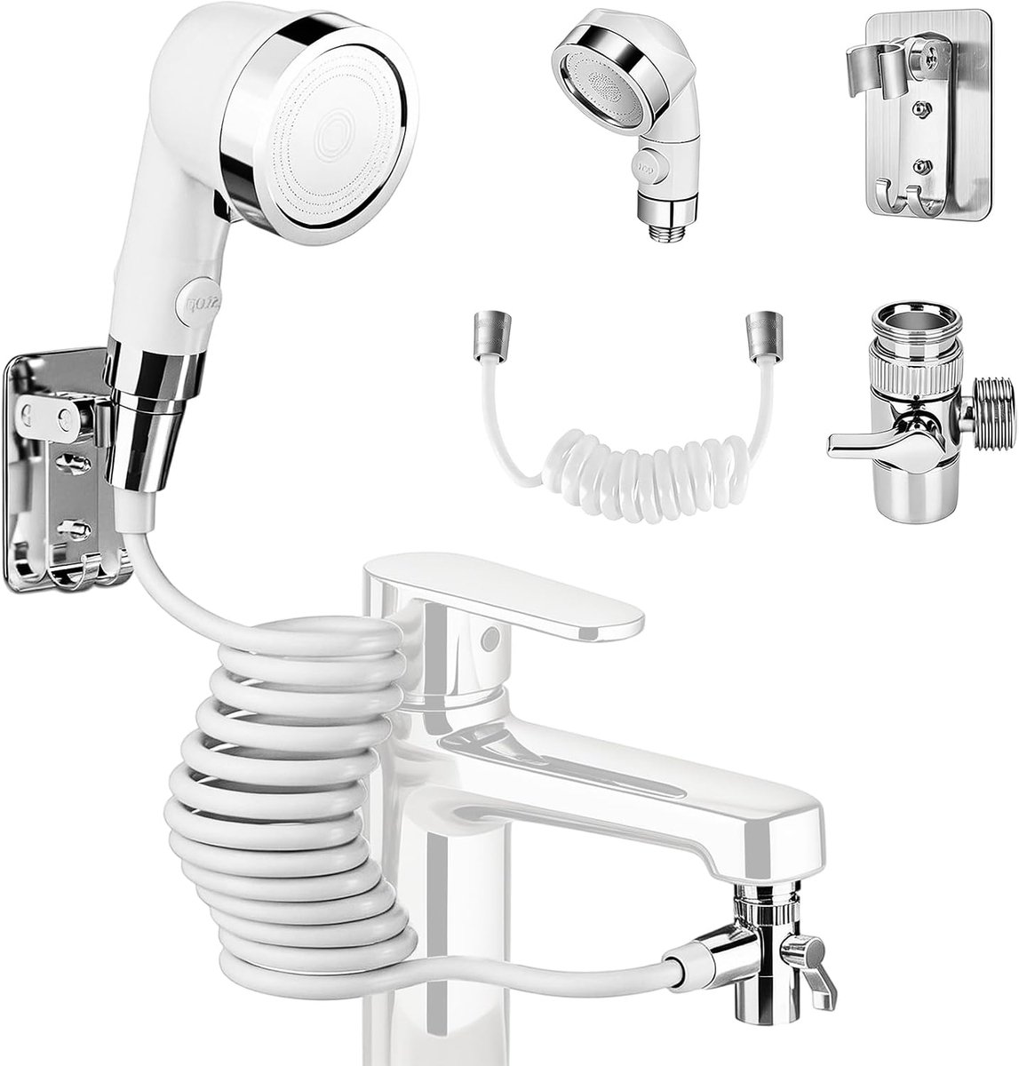 Handdouche voor wastafel, wastafeldouche met slang en houder, flexibele handdouche voor het wassen van het haar - ShopVlot