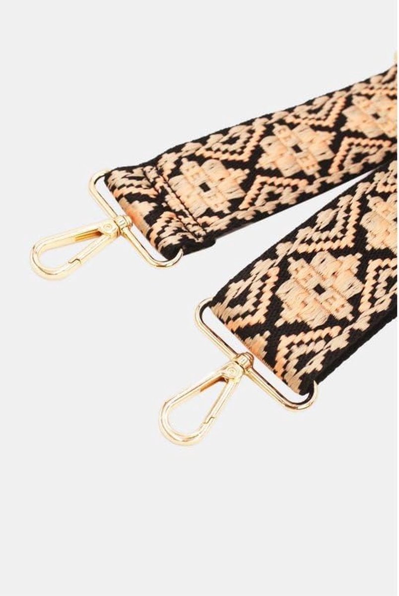 Bagstrap Women's Bag Shoulder Strap - Adjustable Canvas Bag Strap - Apricot/Black - 120 cm Long - 5 cm Wide - ShopVlot